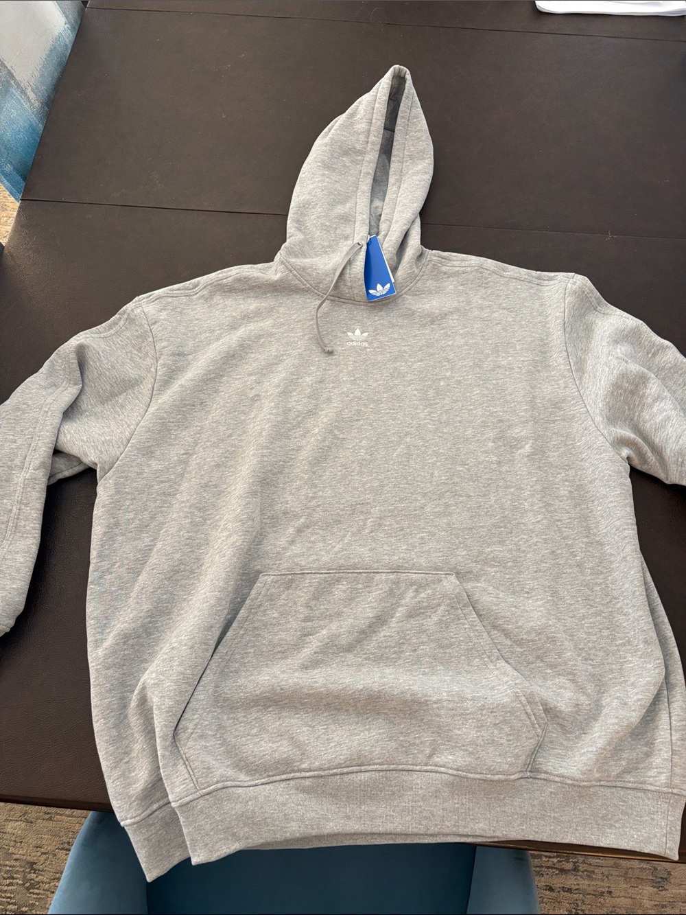 Adidas Light Gray Trefoil Pullover Hoodie womens/unisex